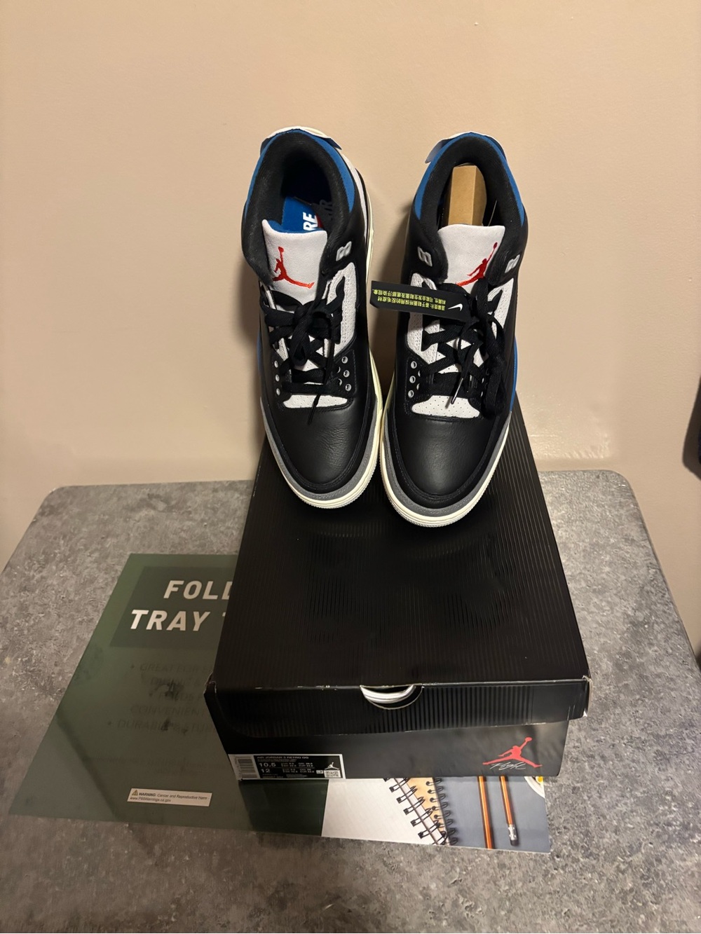 Jordan Men's Black/White/Blue Retro Low Basketball Sneakers